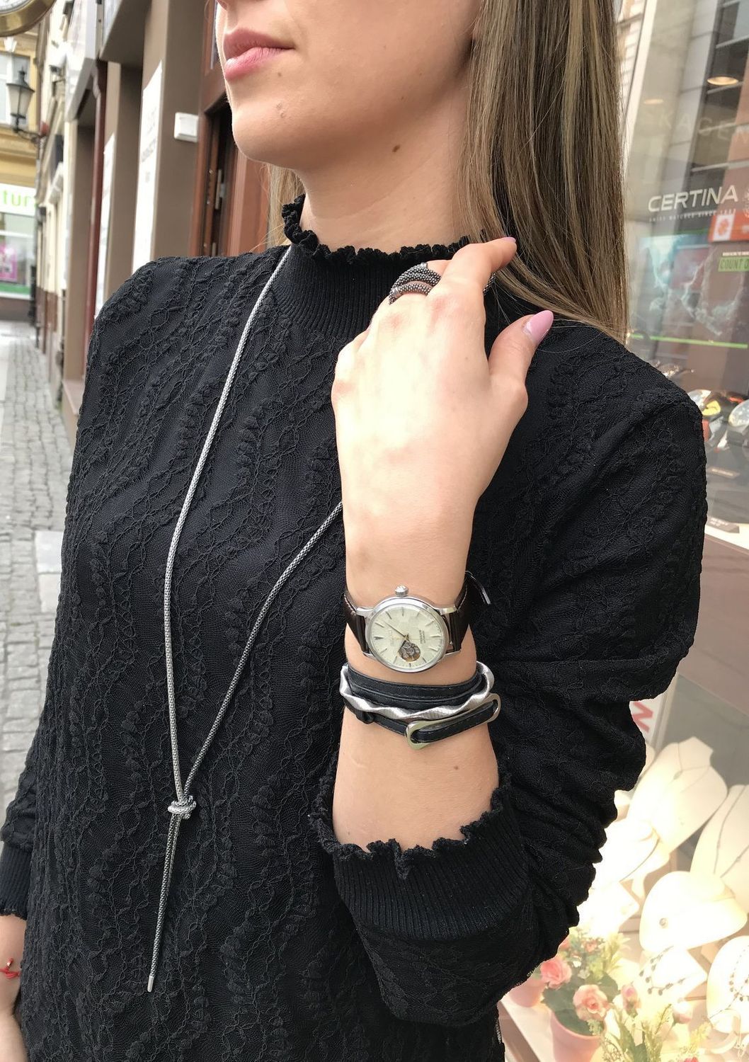 Bransoletka skórzana damska   ✓Czarne bransoletki ✓ Srebrne bransoletki w sklepie zegarki-diament.pl✓ Autoryzowany sklep✓ Kurier Gratis 24h✓ Gwarancja najniższej ceny.jpg